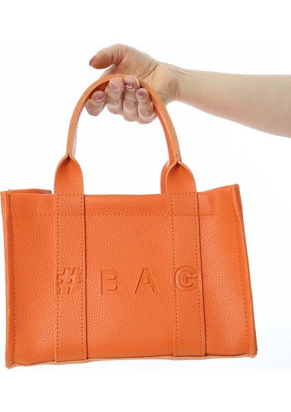 Baghashtag Turuncu Deri Mini Tote Çanta