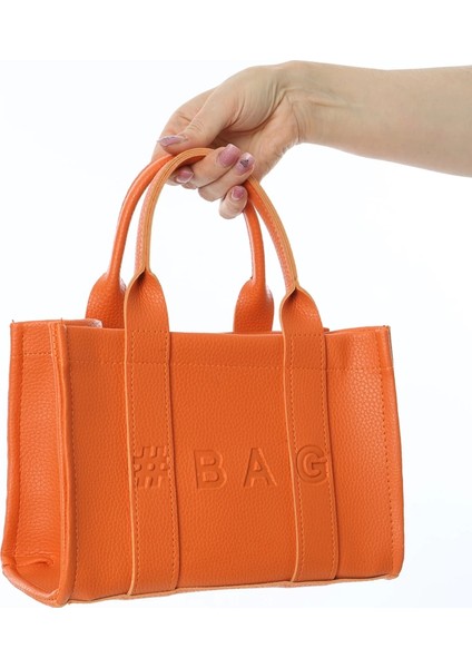 Baghashtag Turuncu Deri Mini Tote Çanta