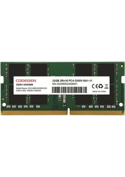 Codegen 32GB Ddr4 3200MHZ Notebook Ram Value CDG-NBD425600/32G