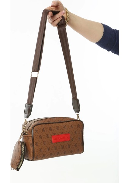 Baghashtag Taba Minimal Desenli Çift Fermuarlı Deri Çanta