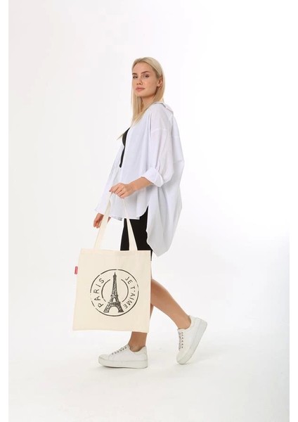 Baghashtag Paris Baskılı Bez Çanta