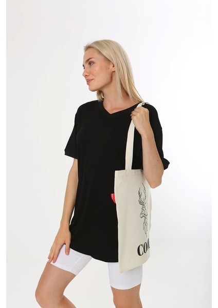 Baghashtag Cool Geyik Baskılı Bez Çanta