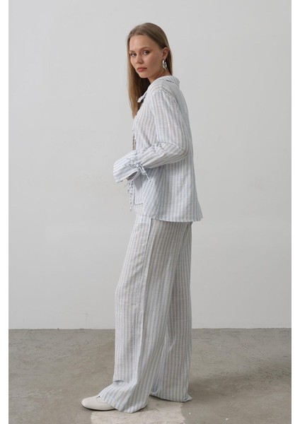 Grip&hug Çzgili Bağlamalı Pantolon Takım - Mavi fırsatları