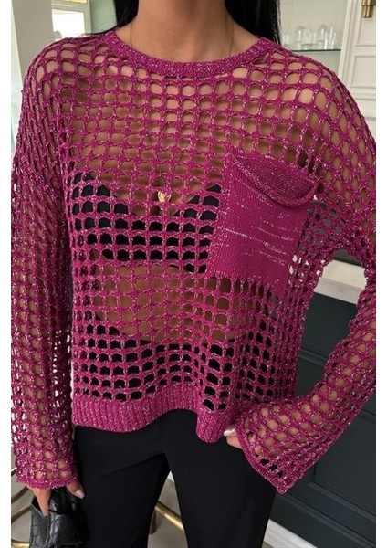 Grip&hug Cep Detay Simli Ajurlu Triko Bluz 1361