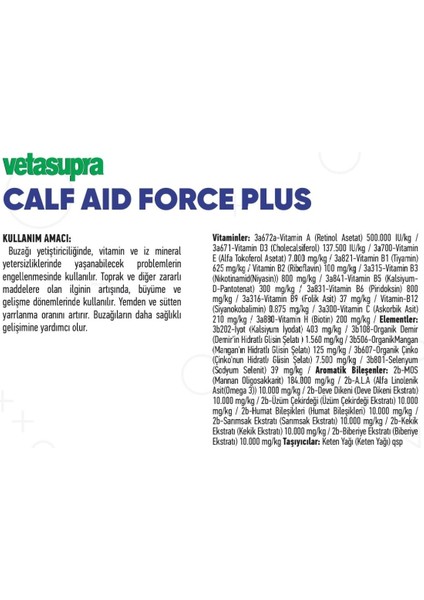 Vetasupra Calf Aid Force Plus 500GR Buzağı Sağlığı