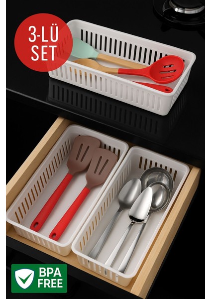 3'lü Çekmece Içi Kaşıklık Sepet Organizer fiyatları