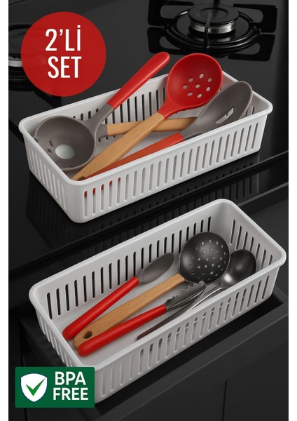 2'li Çekmece Içi Kaşıklık Sepet Organizer