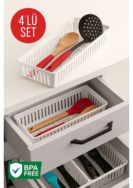 4'lü Çekmece Içi Kaşıklık Sepet Organizer fiyatları