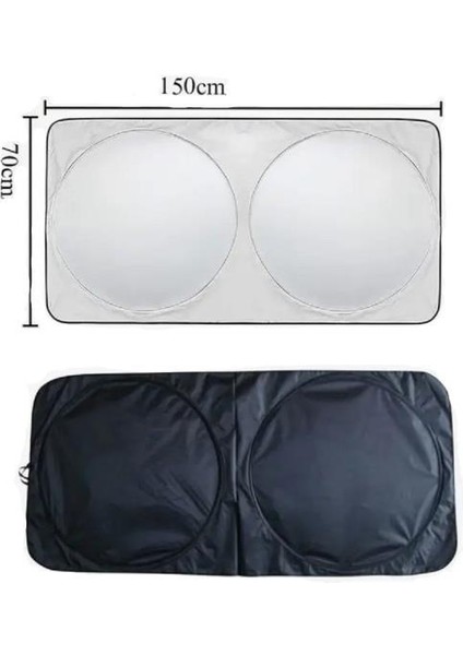 150X70 cm Katlanır Araba Güneşliği Gümüş Ön Cam Güneşlik Tüm Araçlara Uygun Oto Güneşlikleri Çantalı fırsatları