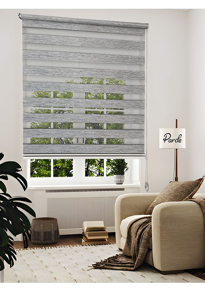 Yaşam Serisi Ithal Kumaş Gri Bambu Zebra Stor Perde