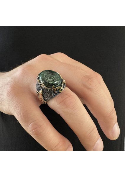 925 Ayar Gümüş Nazar Dualı Tuğra Detaylı Erkek Yüzük fiyatları