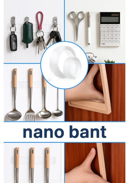 2 Metre Çift Taraflı Nanofix Şeffaf Güçlü Bant fırsatları