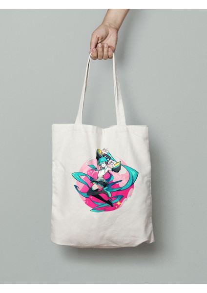 Hatsune Miku Bez Çanta 35X40CM - Anime Çanta - Tote Bag - Sevimli Çanta