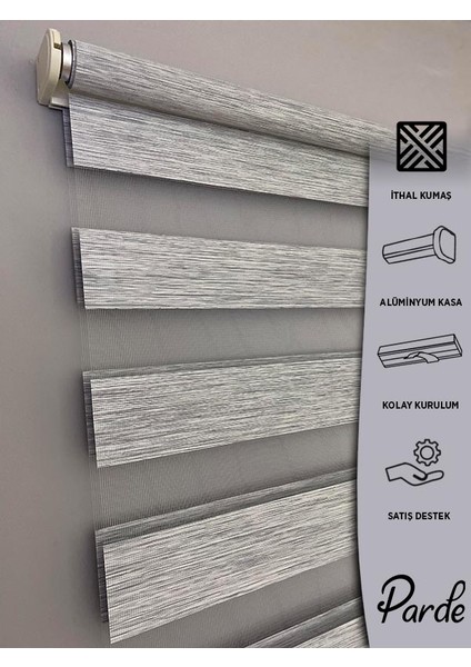 Yaşam Serisi Ithal Kumaş Gri Bambu Zebra Stor Perde
