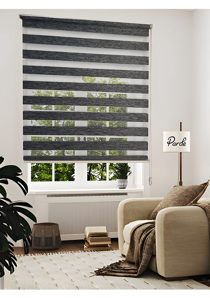 Yaşam Serisi Ithal Kumaş Antrasit Bambu Zebra Stor Perde