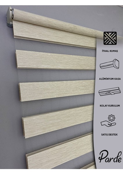 Yaşam Serisi Ithal Kumaş Krem Bambu Zebra Stor Perde