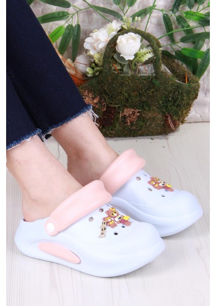 E468 Bella Mavi Pudra Eva Malzeme Sabo Doktor Medikal Aşçı Günlük Burnu Kapalı Terlik