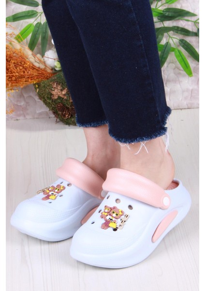 E468 Bella Mavi Pudra Eva Malzeme Sabo Doktor Medikal Aşçı Günlük Burnu Kapalı Terlik fiyatları