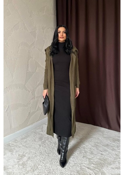 Haki Arkası Yazılı Hırka