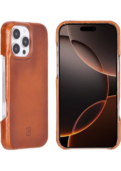 El Yapımı Hakiki Deri iPhone 16 Pro Arka Kapak - 360° Deri Kaplama, Şık ve Dayanıklı Tasarım, Premium Koruma - Turuncu