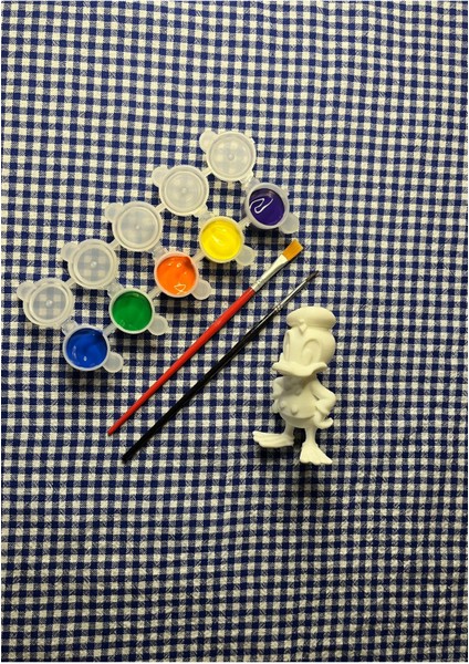 Donald Duck Boyama Figürü + Boya Seti (5 Renk & Fırça) - 10 cm