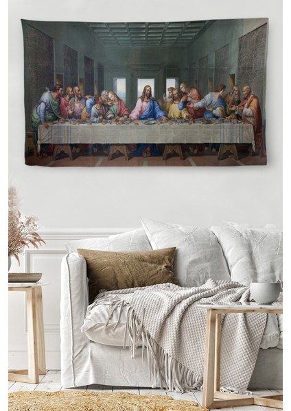 Duvar Örtüsü / Halısı Son Akşam Yemeği Leonardo Da Vinci Kaliteli Kanvas KUMAŞ-4066