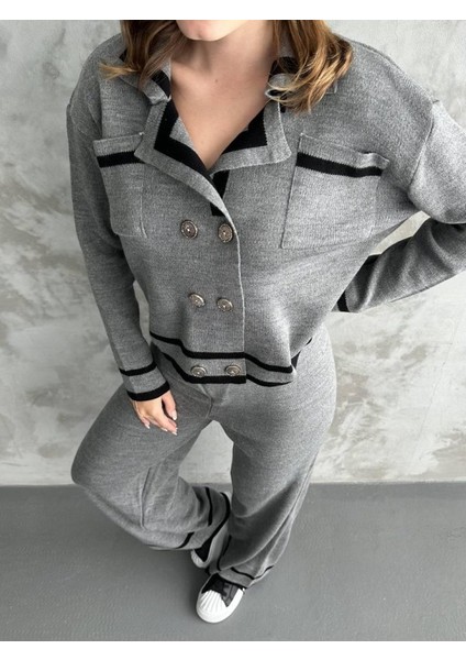 Grip&hug Şerit Detaylı Hırka Pantolon Ikili Takım