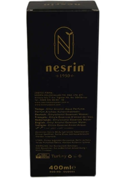 Oud Kolonyası 80 Derece Özel Seri Kutulu Pet Şişe 400 ml - Eau De Cologne