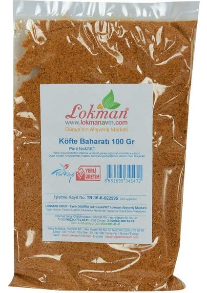 Köfte Baharatı Saf Baharat Karışımı 100 gr Paket