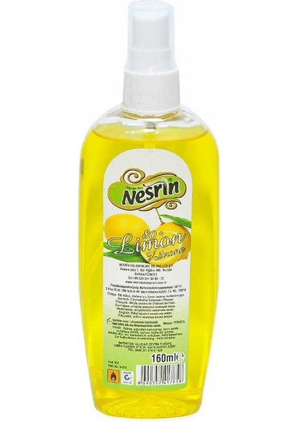 Limon Kolonyası Sprey 80 Derece Pet Şişe 160 ml