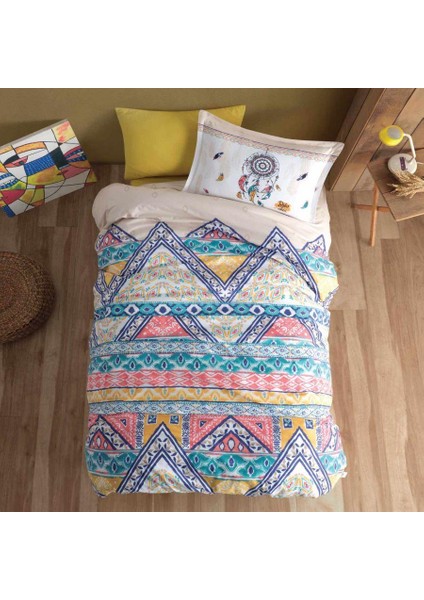 Genç Ranforce Tek Kişilik Nevresim Takımı Boho V1 Bej