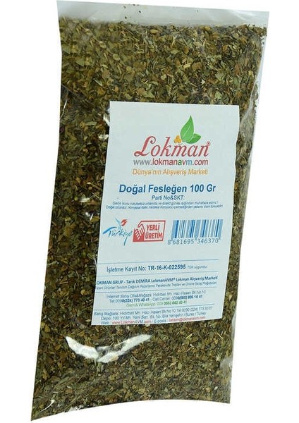 Fesleğen Elenmiş Tozu Alınmış Doğal 100 gr Paket