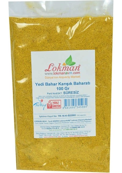 Yedi Türlü Karışık Baharat 100 gr Paket fiyatları