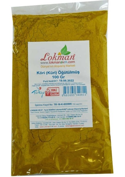 Köri Öğütülmüş Baharat Karışımı Küri Curry 100 gr Paket