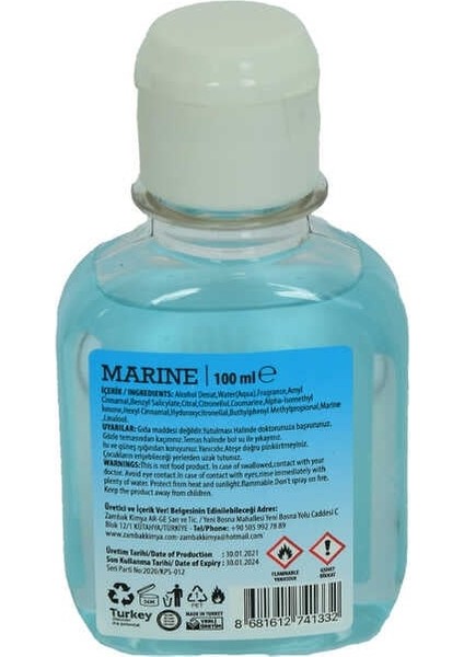 Deniz Kolonyası Marine Eau De Cologne 80 Derece 100 ml