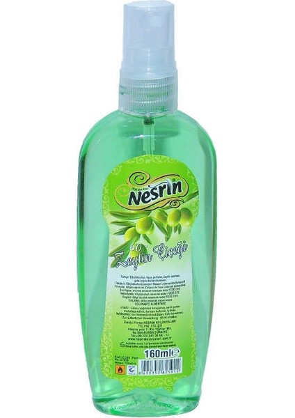 Zeytin Çiçeği Kolonyası 60 Derece Pet Şişe Sprey 160 ml