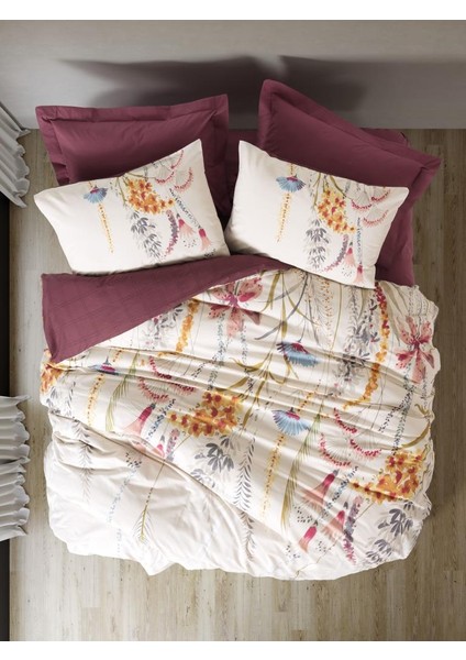 Çift Kişilik Modeline Nevresim Takımı Flos Bordo