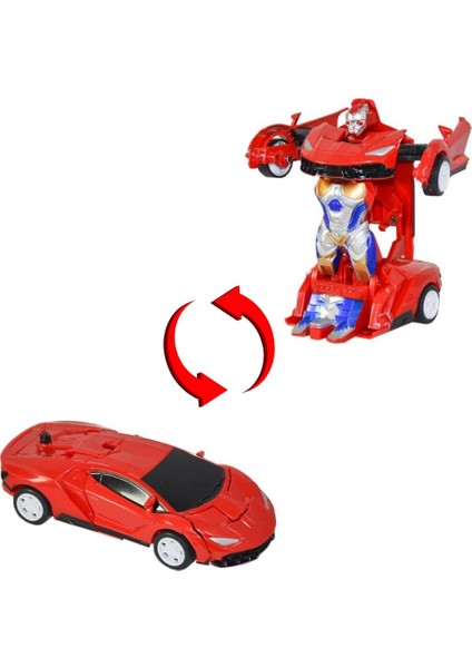 Mulvxgrbz GRZ02 Lamborgini - Robot Dönüşen Araba - 668-2 - Kırmızı (Mulvix)