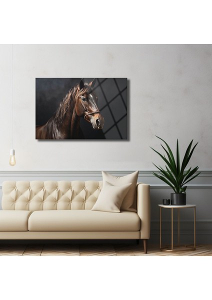 At Cam Duvar Tablosu , Panoromik Duvar Dekoru , Temperli Cam Üzeri Baskı , Yüksek Kalite indirimleri