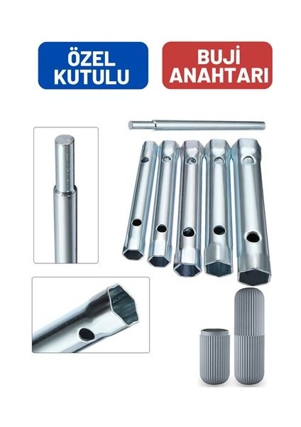 Torklu 5 Ebat Buji Sökme Takma Anahtarı Kutulu Set