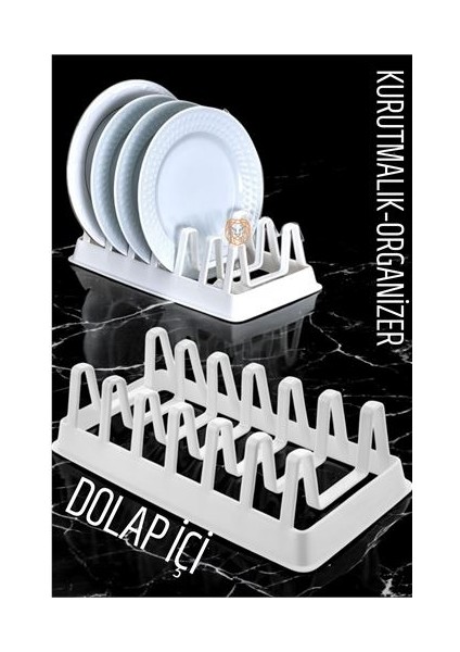 Tabak Düzenleyici Kurutmalık Dolap Içi Tencere Kapak Organizer Beyaz