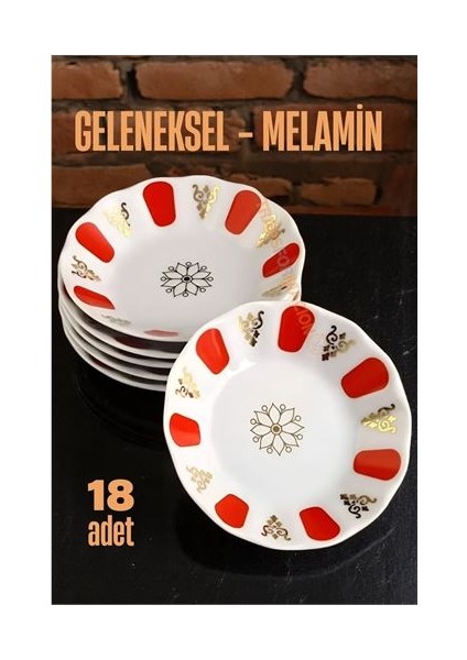 Melamin Çay Tabağı 18 Adet Geleneksel Türk Çay Bardağı Altlığı