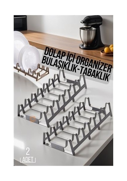 2 Li Dolap Içi Tencere Kapak ve Tabak Düzenleyici Kurutmalık Organizer