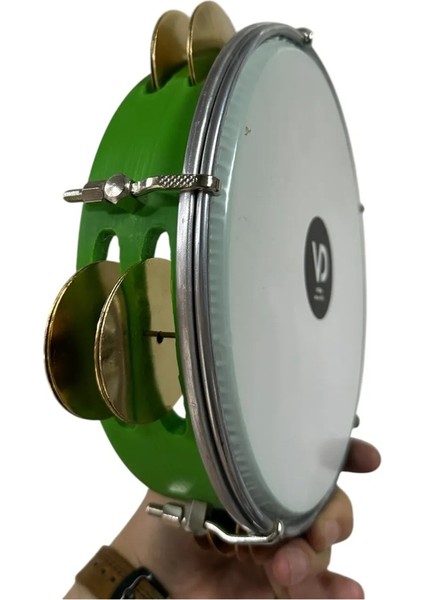 Arap Fasıl Tefi Profesyonel Yeşil Renk Carbon Kasnak Vd Beyaz Filmli Kılıflı