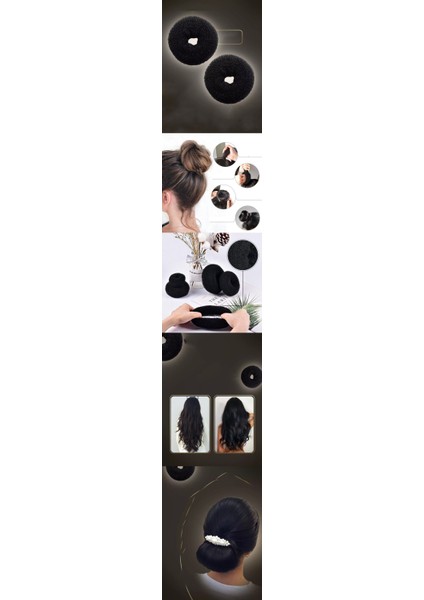 Siyah Saç Topuz Süngeri 2 Adet 14 cm Çap 6 cm Kalınlık