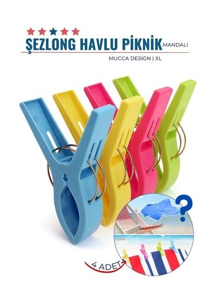Xl Plaj Havlu Şezlong Piknik Mandalı 4 Adet Mucca Design