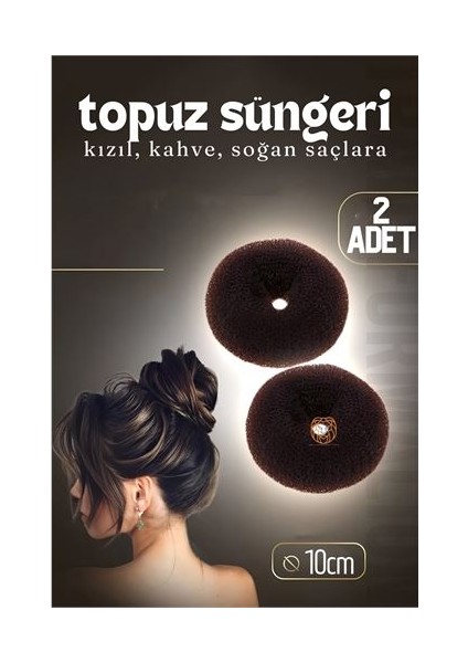 Kahve Saç Topuz Süngeri 2 Adet 10 cm Çap 4 cm Kalınlık