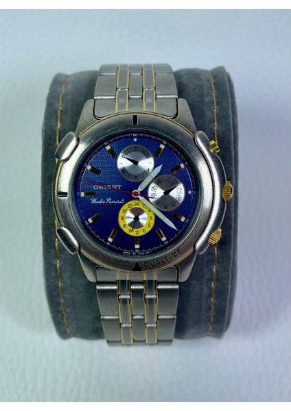 BS902025112B Retro Model Yuvarlak Metalik Kasa Üç Fonksiyonlu Lacivert Kadranlı Şık Erkek Kol Saati