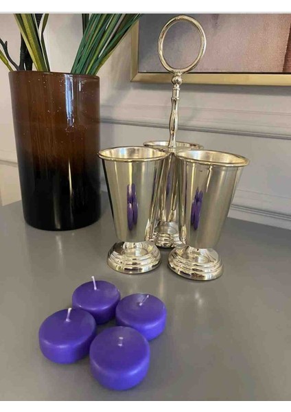 Iv Blue Purple Candle Floating In Water Anti Tobacco 4'lü Mor Sigara Kokusu Yokedici Mum