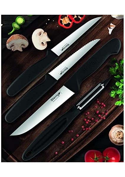 Cut 4 Fresh Sebze Soyacak ve Bıçak Seti 4 Parça Siyah ST-401